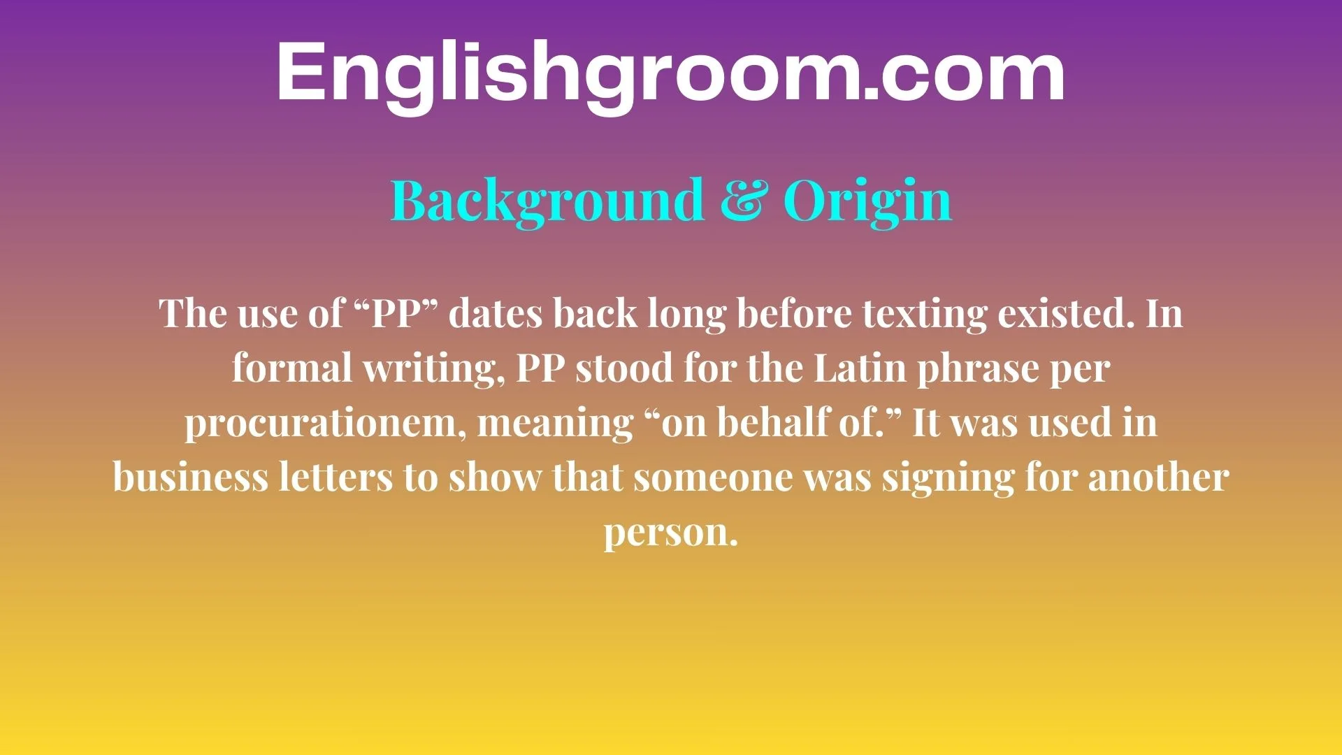 PP Background & Origin