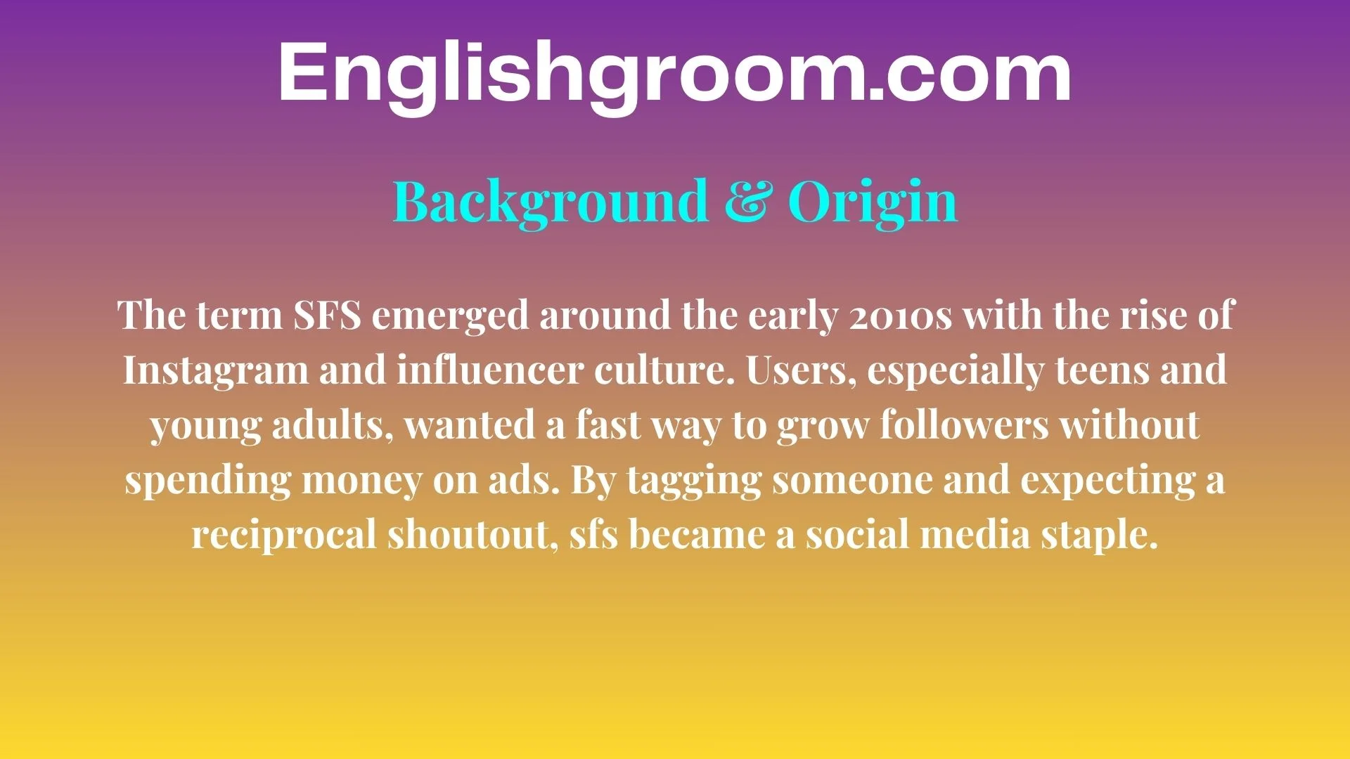 SFS Background & Origin